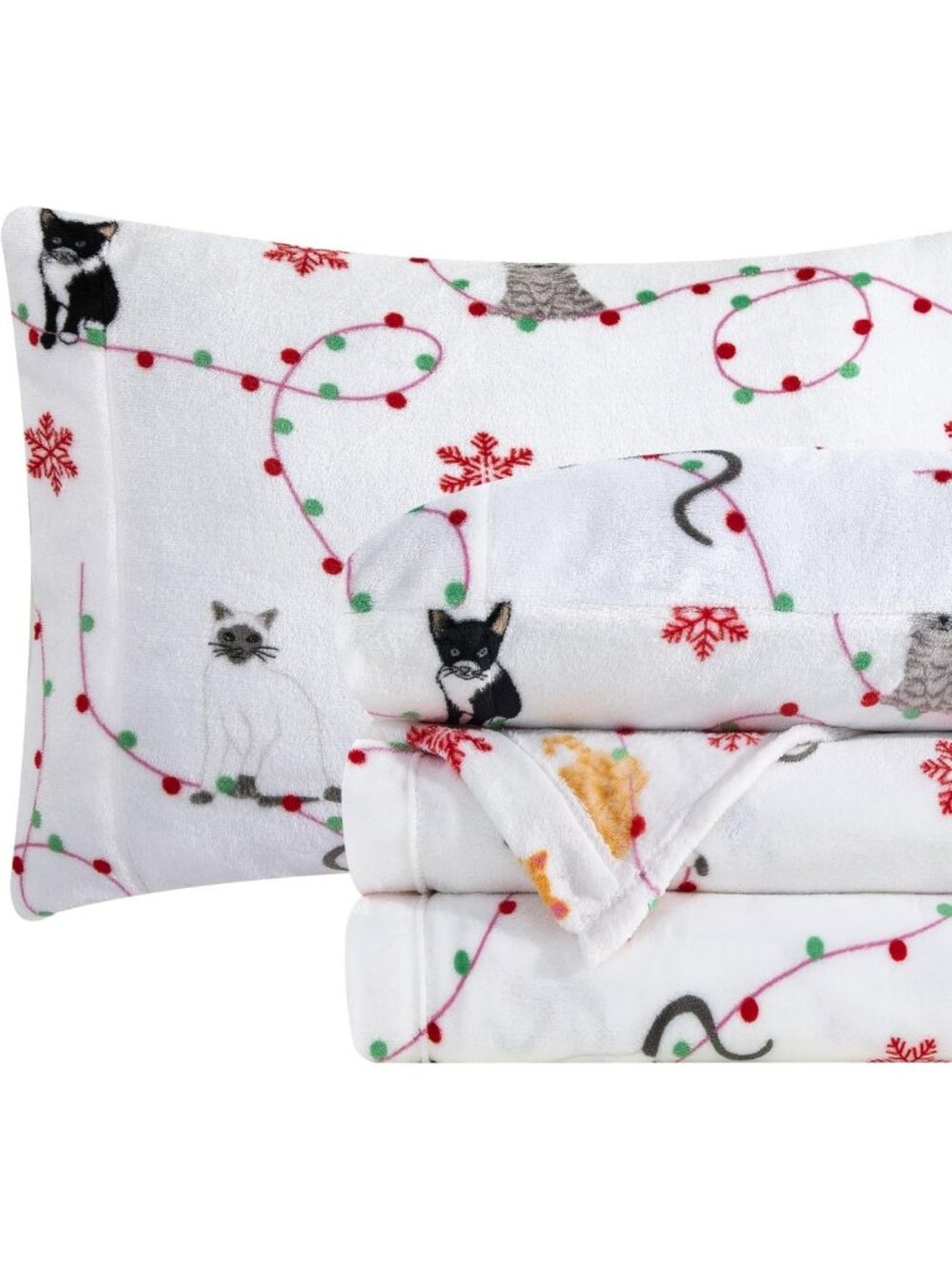 Cozy Velvet Plush Flannel Sheet Set - 4-Piece Deep Pocket, Warm Holiday Bedding